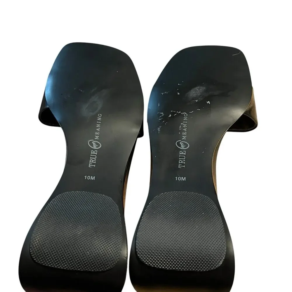 True Meaning Flip Flops Women Size 10 Floral New Black Gray Retro Chic Vibes